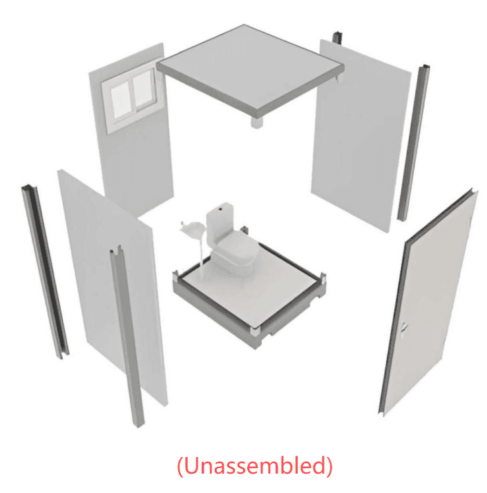 Standard Sigle Mobile Toilet (1120×1220×2255mm, with Toilet & Triangular Basin) view 4