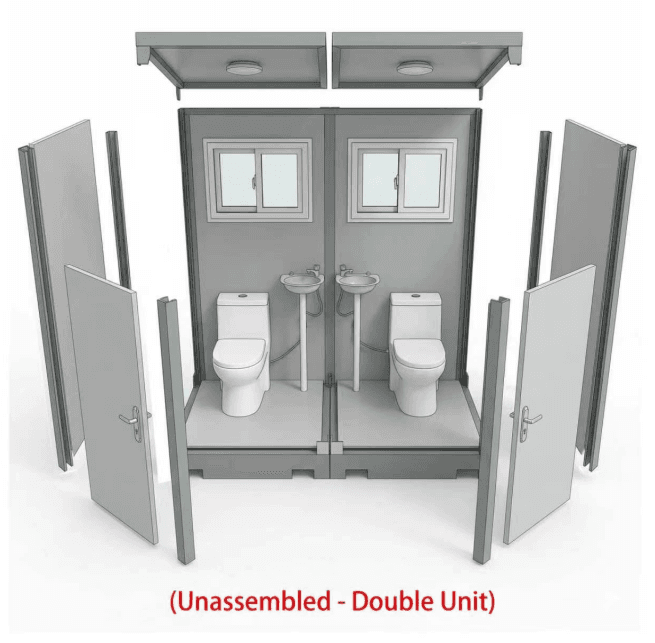 Double Mobile Toilet ( 2070×1220×2255 mm, With Toilet/Triangular Basin) view 4